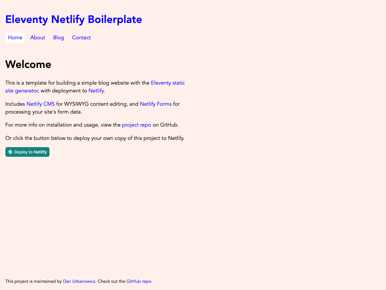 Eleventy NetlifyCMS Boilerplate screenshot