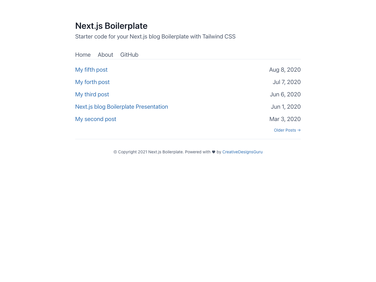 Nextjs Starter Blog screenshot