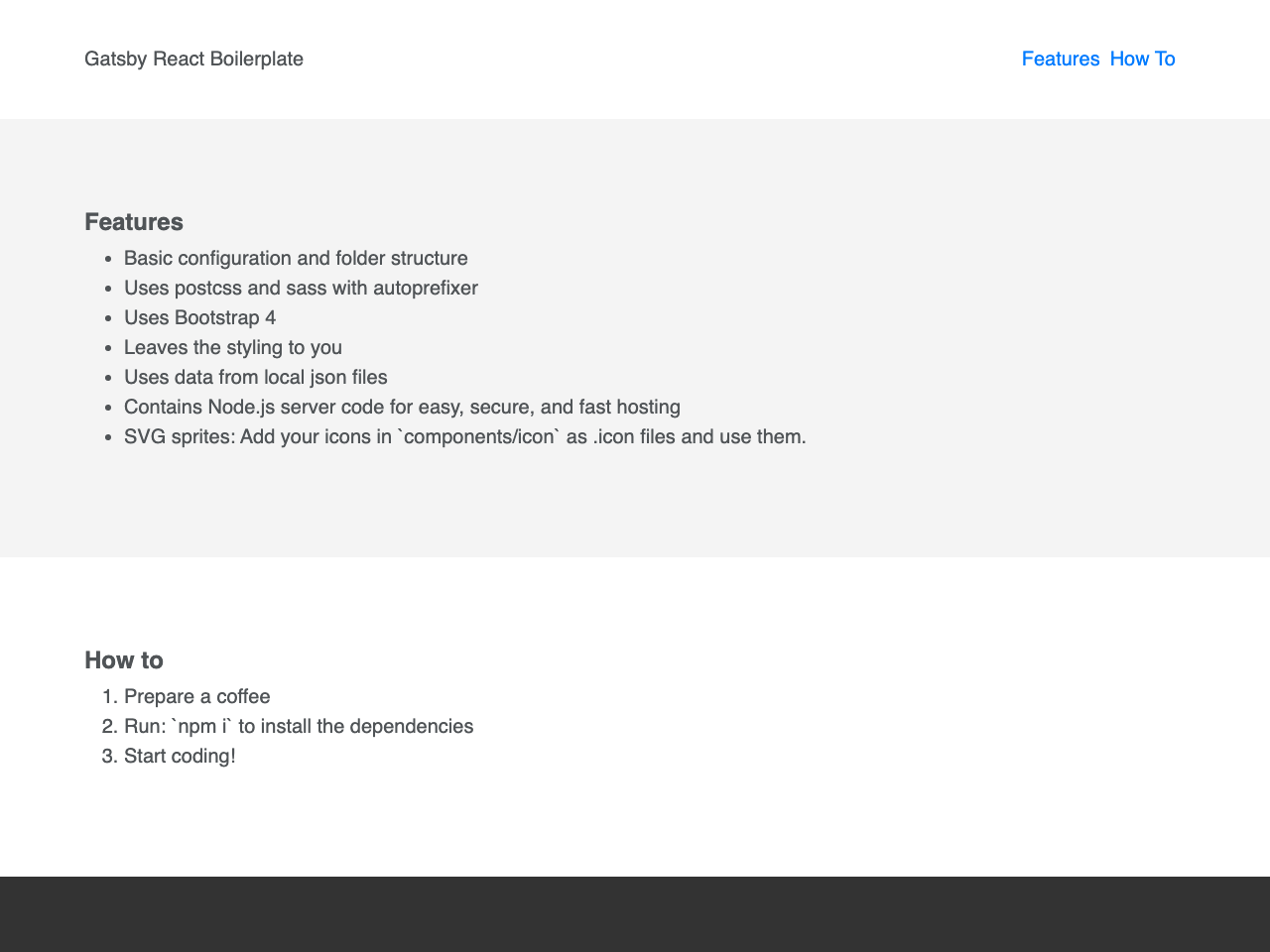 Gatsby React Boilerplate screenshot