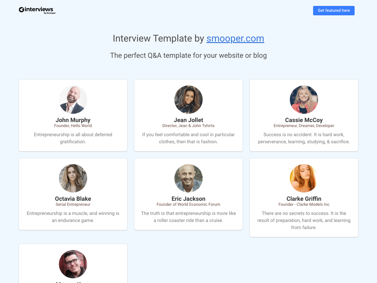 Gatsby Starter Interviews screenshot